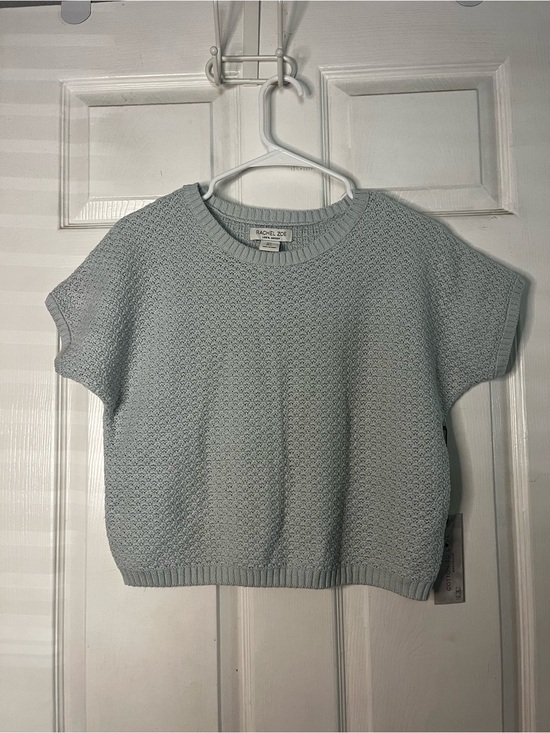 Rachel Zoe Sweaters - Rachel Zoe Pale Blue Short Sleeve Textured Knit Top